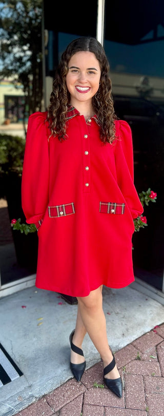 Selma Collared Mini Dress in Red