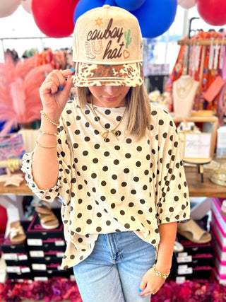 Rosalee Flowy Blouse in Brown Polka Dots