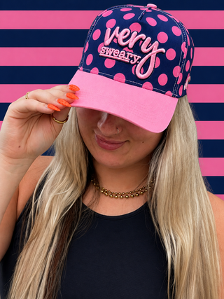 Blue Very Sweary Pink Polka Dot Cap