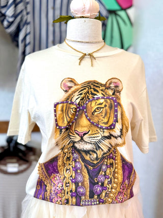 Gameday Funky Tiger Purple Crystal Graphic Tee