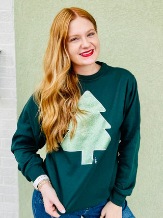 Mint Glitter Tree Sweatshirt