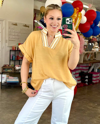 Gregor V-neck Top in Honey
