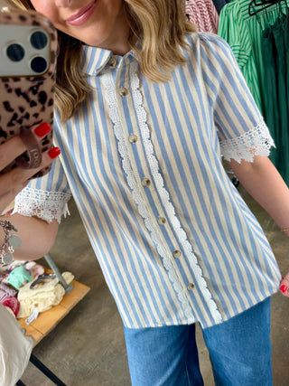 Everett Light Blue Striped Blouse