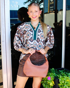 Eliana Geometric Print Blouse