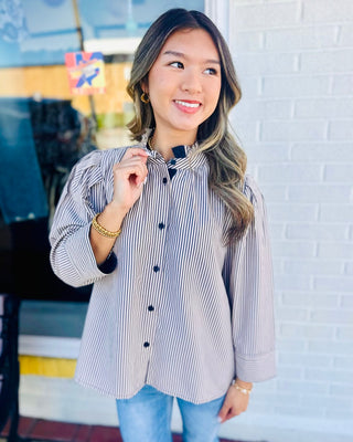 Leah Ruffle Striped Top