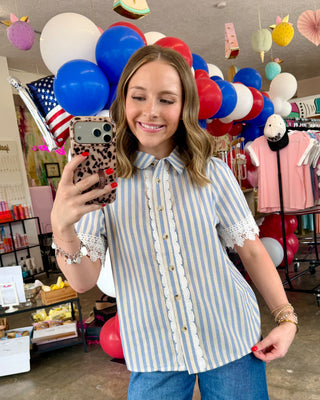 Everett Light Blue Striped Blouse
