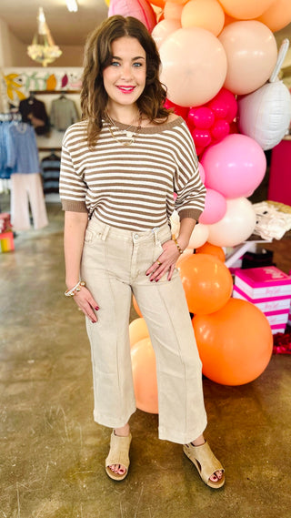 Aya Striped Knit Sweater in Mocha