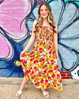 Graysen Tropical Floral Midi Dress