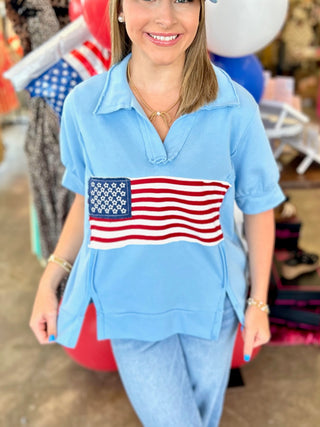 Go USA Blue Polo