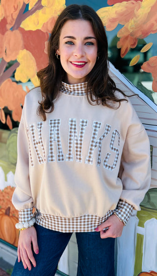 Vintage Thanks Pullover in Latte