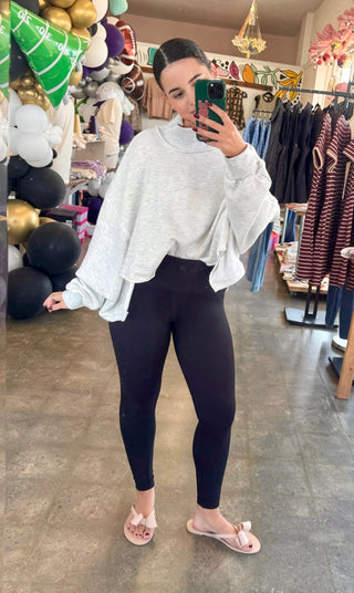 Benji Mock Neck Top in Ash Grey
