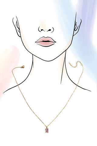 JOSSLYN by wall to wall - 18K STAINLESS STEEL TARNISH FREE GLASS NECKLACE | 40NK9444: CRYSTAL CLEAR