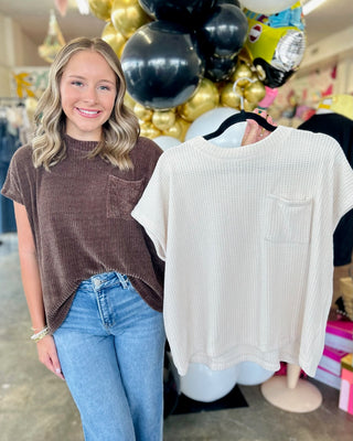 O'Quinn Chenille Waffle Knit Top