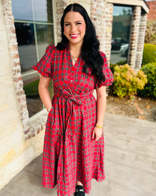 Delilah Plaid Midi Dress