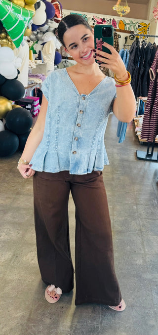 Britta Denim Pleated Vest