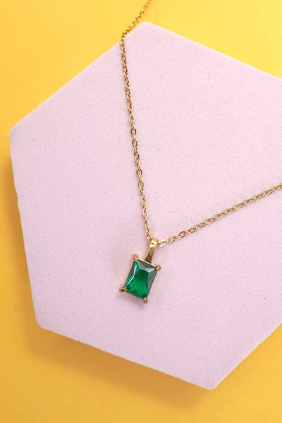 JOSSLYN by wall to wall - 18K STAINLESS STEEL TARNISH FREE GLASS NECKLACE | 40NK9444: CRYSTAL CLEAR