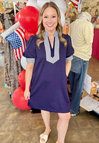 Kennie Navy Solid Dress
