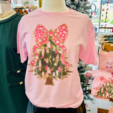 Green & Pink Brushstroke Christmas Tree