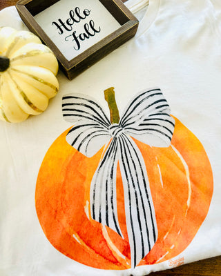 Pumpkin Black Striped Bow
