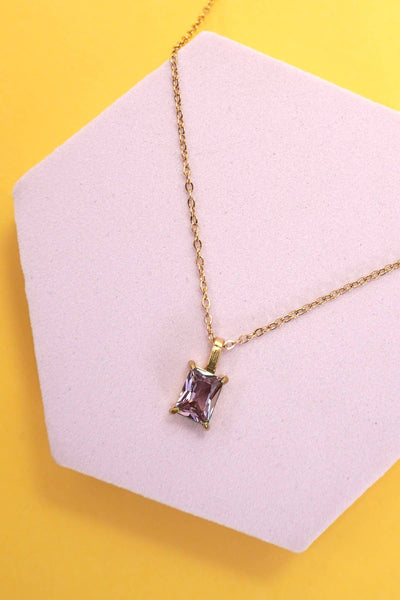 JOSSLYN by wall to wall - 18K STAINLESS STEEL TARNISH FREE GLASS NECKLACE | 40NK9444: CRYSTAL CLEAR