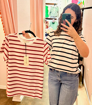 Harmoni Striped Top- Red or White