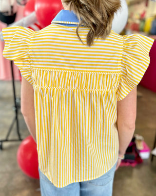 Myka Striped Collared Blouse