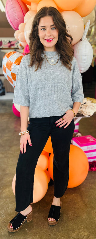 Sissy Cropped Sweater in Heather Gray