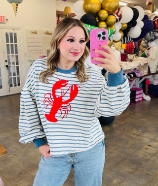 Lobster Blue Stripe Top