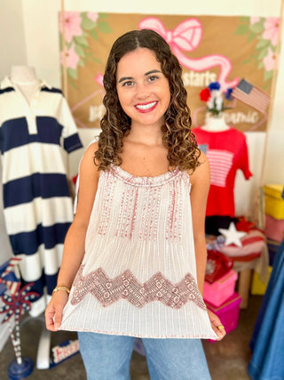 Ansel Woven Tank in Rose Pink