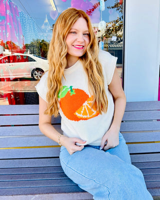 Orange Print Sweater