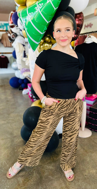 Gaia Brown Zebra Print Pants