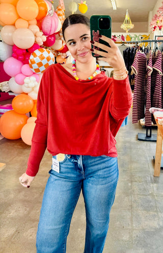 Jelai Boat Neck Top in Rust
