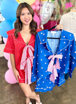 Fritz Poplin Pajama Set in Blue/Pink