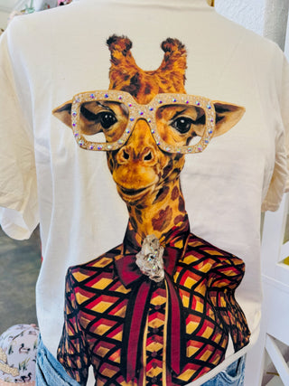 Fancy Giraffe Crystal Graphic Tee