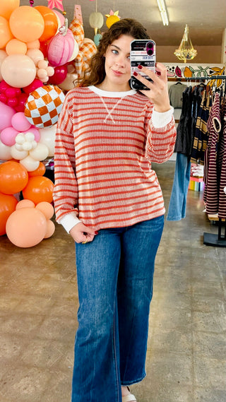 Loren Raised Rib Striped Pullover