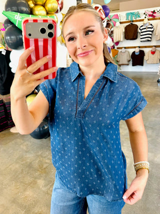 Maxine Denim Collared Blouse