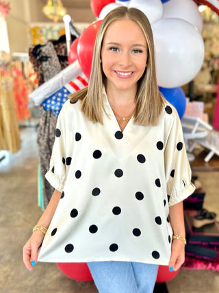 Jerrah Polka Dot Top in Ivory