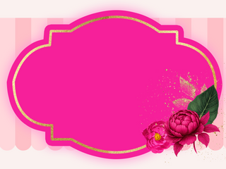 Pink and gold frame shape with pink floral