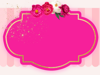 Pink and gold frame shape with pink and white floral