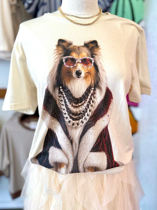 Gameday Maroon Collie Crystal Graphic Tee