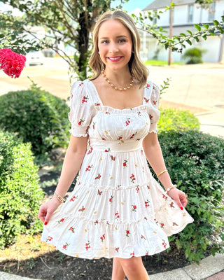 Avarie Puff Sleeve Dress in Ivory