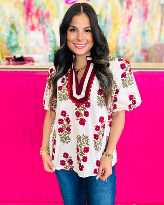 Olivia Floral V Neck Top
