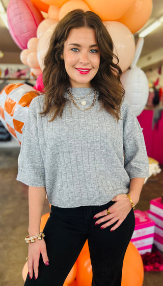 Sissy Cropped Sweater in Heather Gray