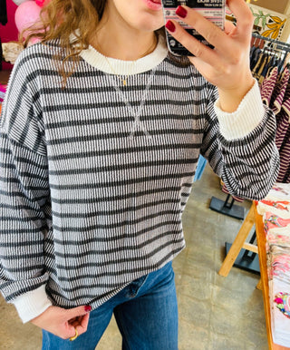 Loren Raised Rib Striped Pullover