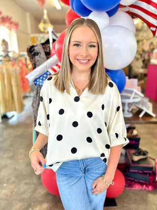 Jerrah Polka Dot Top in Ivory