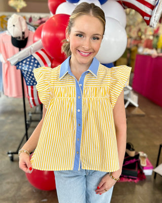 Myka Striped Collared Blouse