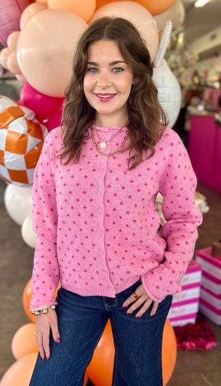 Gavin Light Pink Polka Dot Cardigan