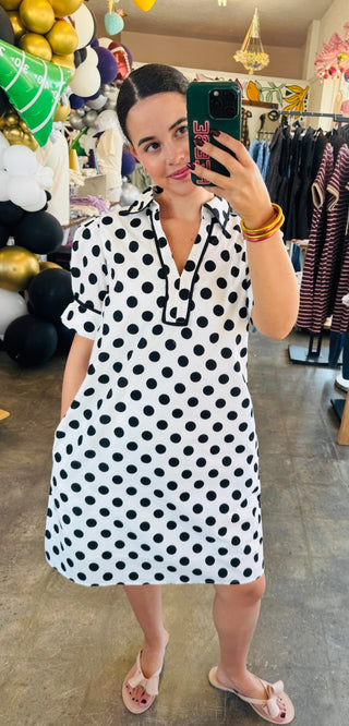 Ryne Black/White Polka Dot Mini Dress