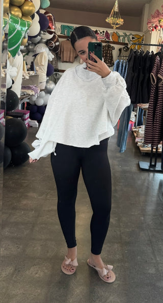 Benji Mock Neck Top in Ash Grey