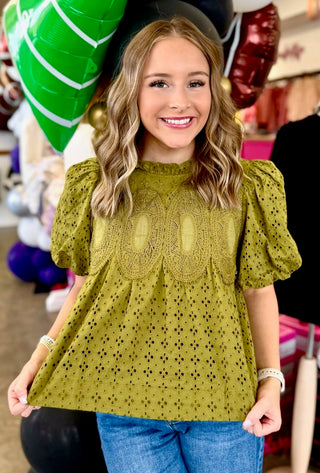 Kenny Puff Sleeve Top in Olive